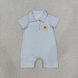 SR4281 Embroidery Halloween Candy Canes Stripe Baby Boys Romper