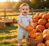 SR4281 Embroidery Halloween Candy Canes Stripe Baby Boys Romper