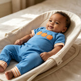 SR4285 Embroidery Fall Pumpkin Stripe Baby Boys Romper