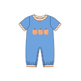Preorder Samples SR4285 Embroidery Fall Pumpkin Stripe Baby Boys Romper