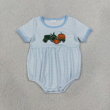 SR4286 Embroidery Fall Pumpkin Pumpkin Car Baby Boys Romper