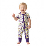 SR4312 Mardi Gras Leopard Purple Baby Zipper Romper Sleepers