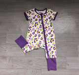 NO MOQ Preorder Samples Each Style Mardi Gras Leopard Purple Kids Matching Clothes