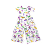 Preorder MOQ 5 pcs Each Style Mardi Gras Mask Girl's Jumpsuit Kids Matching Clothes
