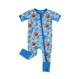 Preorder MOQ 5 pcs Each Style GO TEAM Football Print Blue Kids Matching Clothes