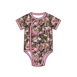 Preorder MOQ 5 pcs Each Style Hunting Leaves Camo Baby Girls Side Snap Romper Kids Matching Clothes