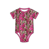Preorder MOQ 5 pcs Each Style Hunting Leaves Camo Baby Girls Side Snap Romper Kids Matching Clothes
