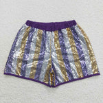 SS0118 Purple Gold Sequin Adult's Shorts