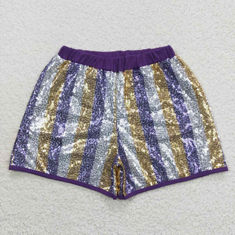 SS0118 Purple Gold Sequin Adult's Shorts