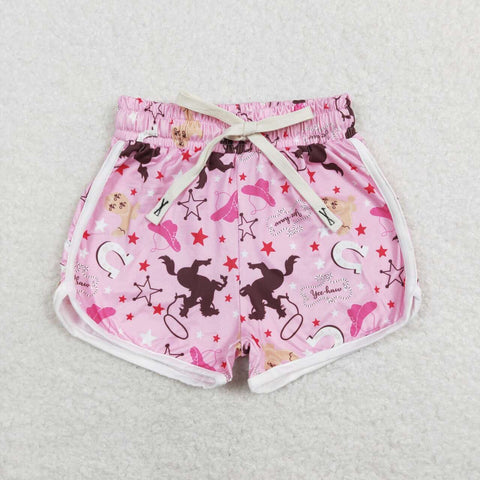SS0125 Boutique Pink Printed Cartoon Girl's Sports Shorts