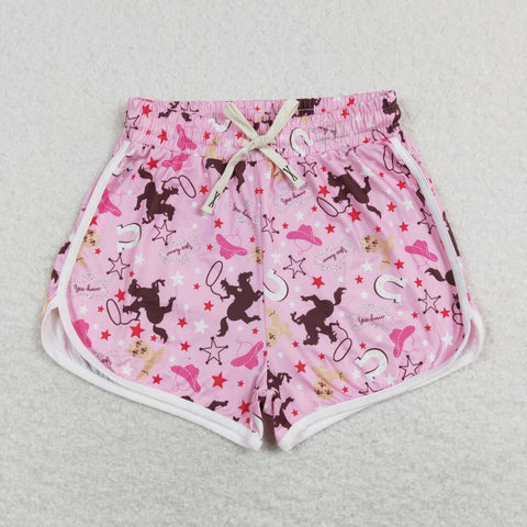 SS0130 Pink Pattern Printed Adult's Sports Shorts