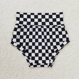 GBO0284 Black Plaid Baby Bummie Set