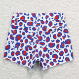 SS0167 Summer Blue Red Leopard Denim Girl's Shorts