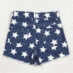 SS0168 Summer July 4th Stripe Star Denim Girl's Shorts