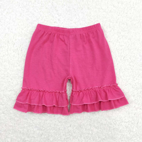SS0178 Solid Color Pink Cotton Girls Shorts Style
