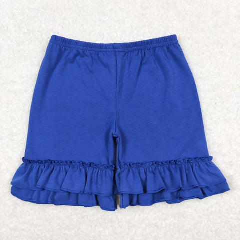 SS0179 Solid Color Blue Cotton Girls Shorts Style