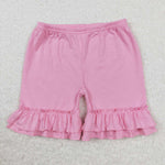 SS0181 Solid Color Light Pink Cotton Girls Shorts Style