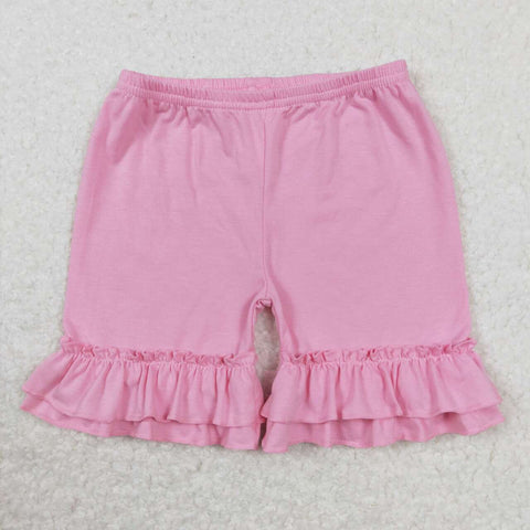 SS0181 Solid Color Light Pink Cotton Girls Shorts Style