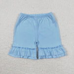 GSSO0635 Summer Cartoon Blue Dog Tunic Girls Shorts Set