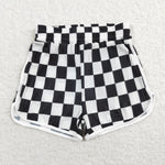 Preorder SS0209 Black Plaid Girl's Sports Shorts