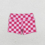 GSSO0905 Pink Plaid Girls Shorts Set
