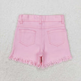 SS0230 Summer Pink Sequins Denim Girl's Shorts