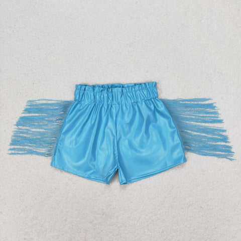 SS0241 Leather Blue Tassel Girl Shorts