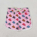 SS0243 Western Hats Pink Girls Sport Shorts