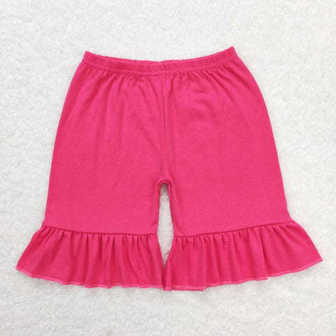 SS0249 Hot Pink Solid Color Cotton Girls Shorts Style