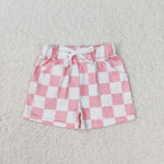 SS0258 Pink Plaid Girl Shorts Style