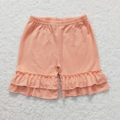 SS0259 Solid Color Orange Cotton Girls Shorts Style