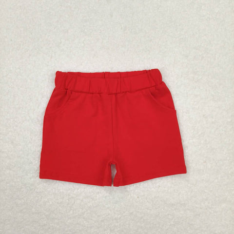 SS0270 Red Solid Color Cotton Boys Shorts Style