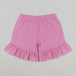 GSSO1102 Embroidery Summer Beach Pink Girls Shorts Set
