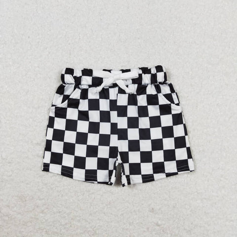 SS0273 Black Plaid Boys Shorts Style