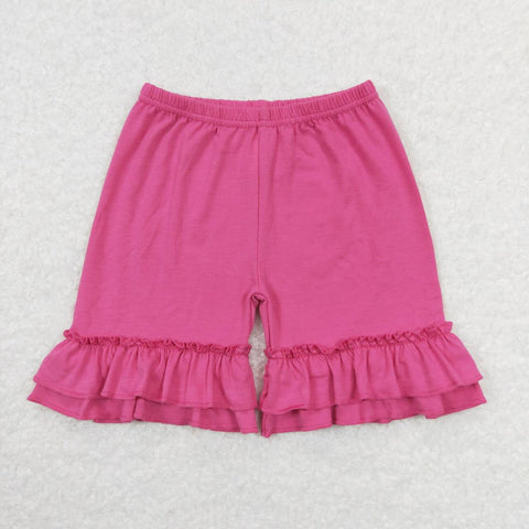 SS0281 Solid Color Pink Cotton Girls Shorts Style