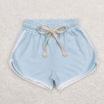 SS0289 Sky Blue Waffle fabric Girl's Sports Shorts