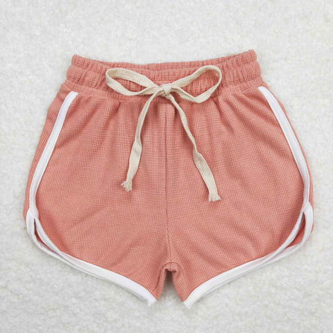 SS0290 Watermelon Red Waffle fabric Girl's Sports Shorts