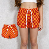 SS0297 Orange Plaid Sports Girl's Shorts