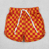 SS0297 Orange Plaid Sports Girl's Shorts