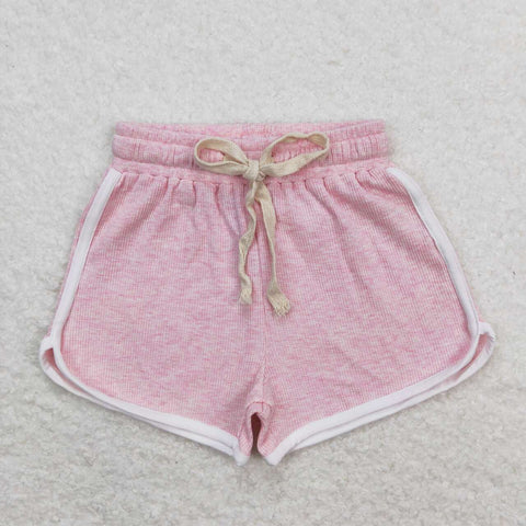 SS0319 Light pink Cotton Girl's Sports Shorts