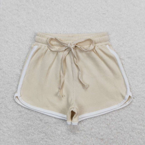 SS0323 Cream Cotton Girl's Sports Shorts