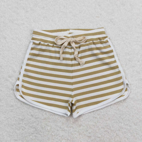 SS0329 Turmeric Stripe Cotton Girl's Sports Shorts
