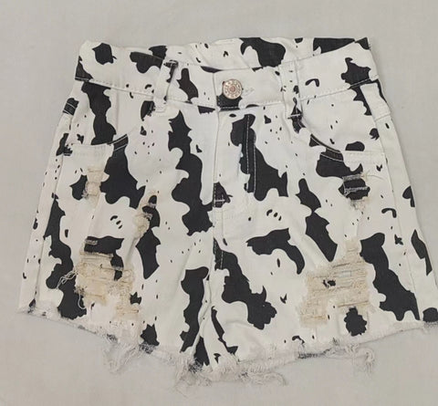 Preorder SS0332 Summer Western Cow White Girl's Denim Shorts