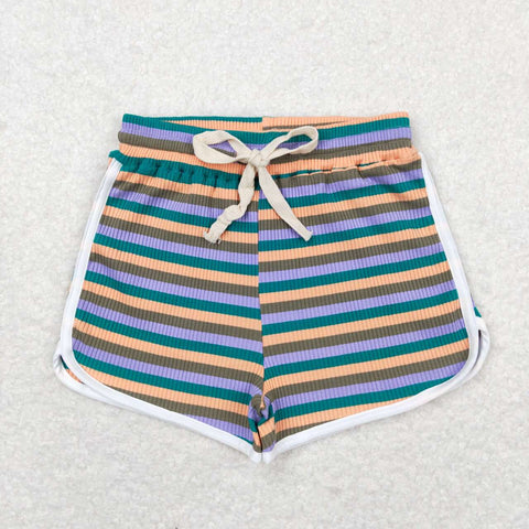 SS0345 Stripe Cotton Girl's Sports Shorts