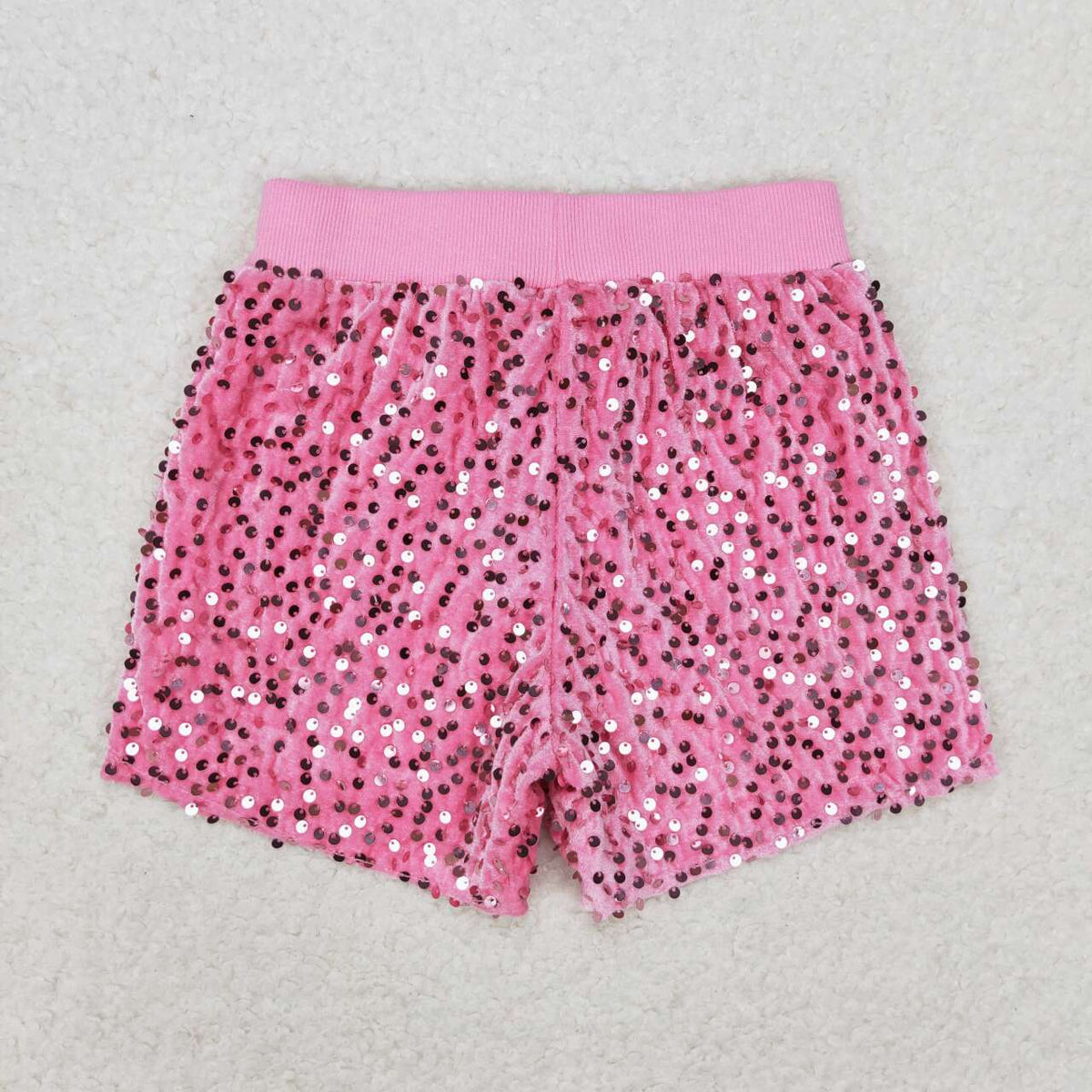 SS0350 Boutique Shiny Pink Sequin Shorts – Amy yu garments wholesale