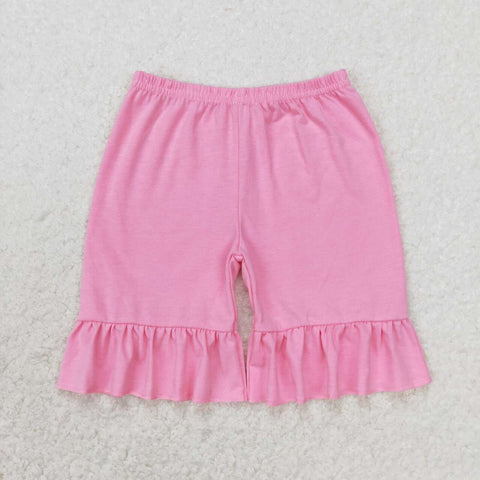 SS0356 Solid Color Pink Cotton Girls Shorts Style