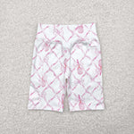 GSSO1544 Bows Pink Sports Yoga Biker Shorts Girls Set