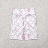 GSSO1544 Bows Pink Sports Yoga Biker Shorts Girls Set