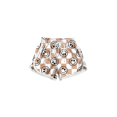 Preorder 12.04 SS0407 Smiley Face Plaid Girl's Sports Shorts