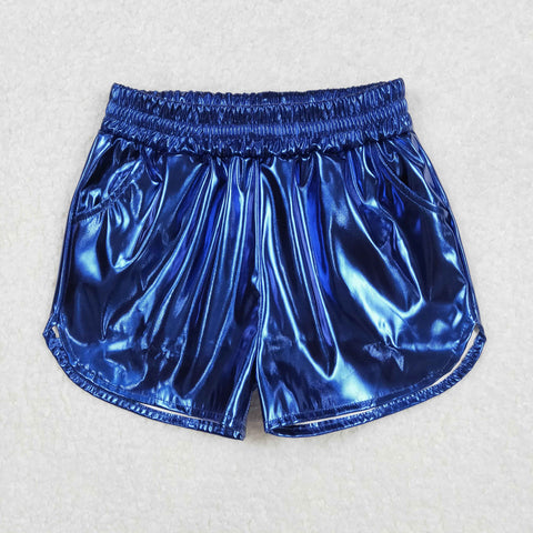 SS0409 Dark Blue Leather Fashion Girl's Shorts